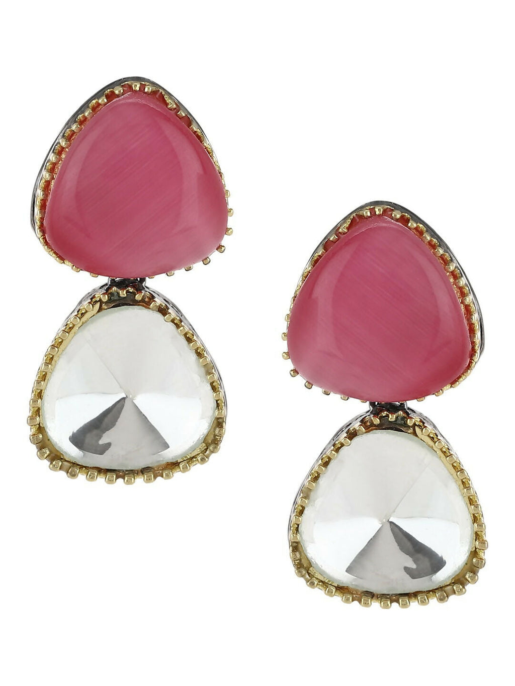 Kundan & Pink Stone Earrings- Ruby Raang | Grocsy