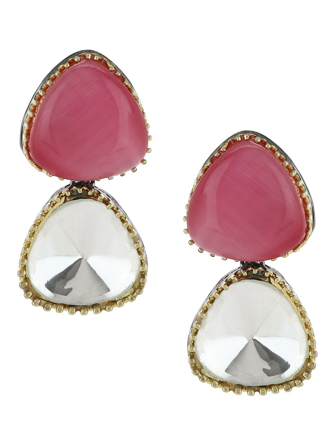 Kundan & Pink Stone Earrings- Ruby Raang | Grocsy