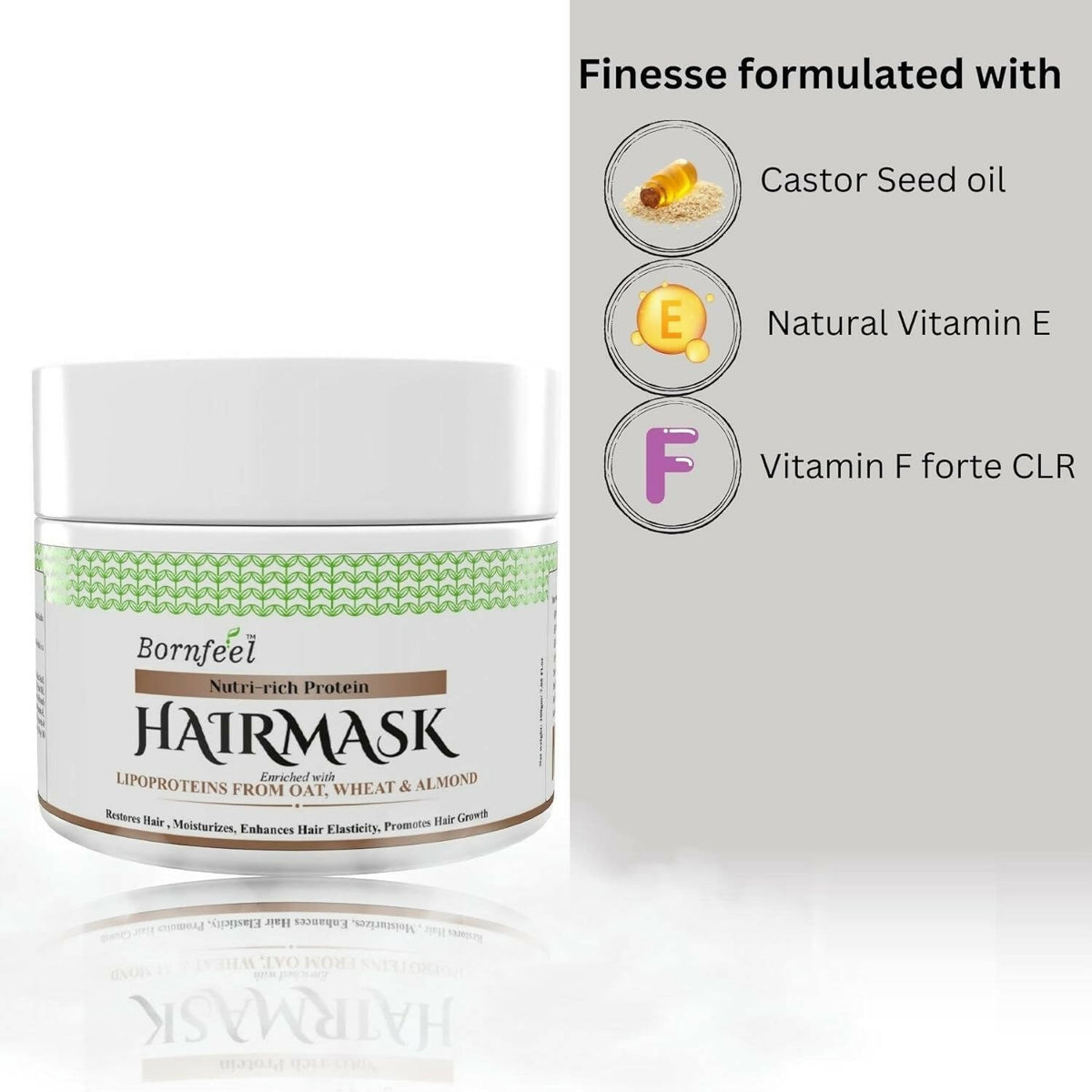 Bornfeel Protein Hair Mask Enriched With Lipoproteins From Oats Wheat & Almond | Grocsy