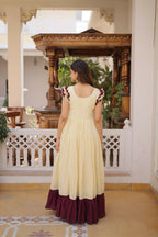 Teeya Creation Womens New Trendy Cotton With Sequins Multithreaded Beads Embroidered Work Gown Set | Grocsy