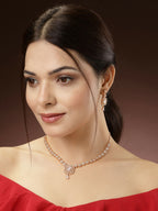 NVR Women's Gold-Polished American Diamond Studded Handcrafted Jewellery Set | Grocsy