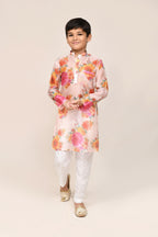 Joban Fashion Georgette Peach Kurta With Straight Fit Pant | Grocsy