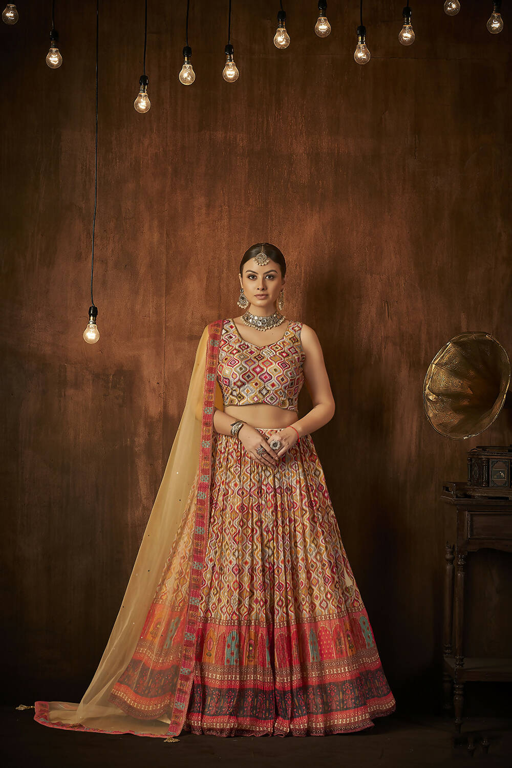 Wedding Designer Multi Georgette Lehenga Choli - Anbazaar | Grocsy