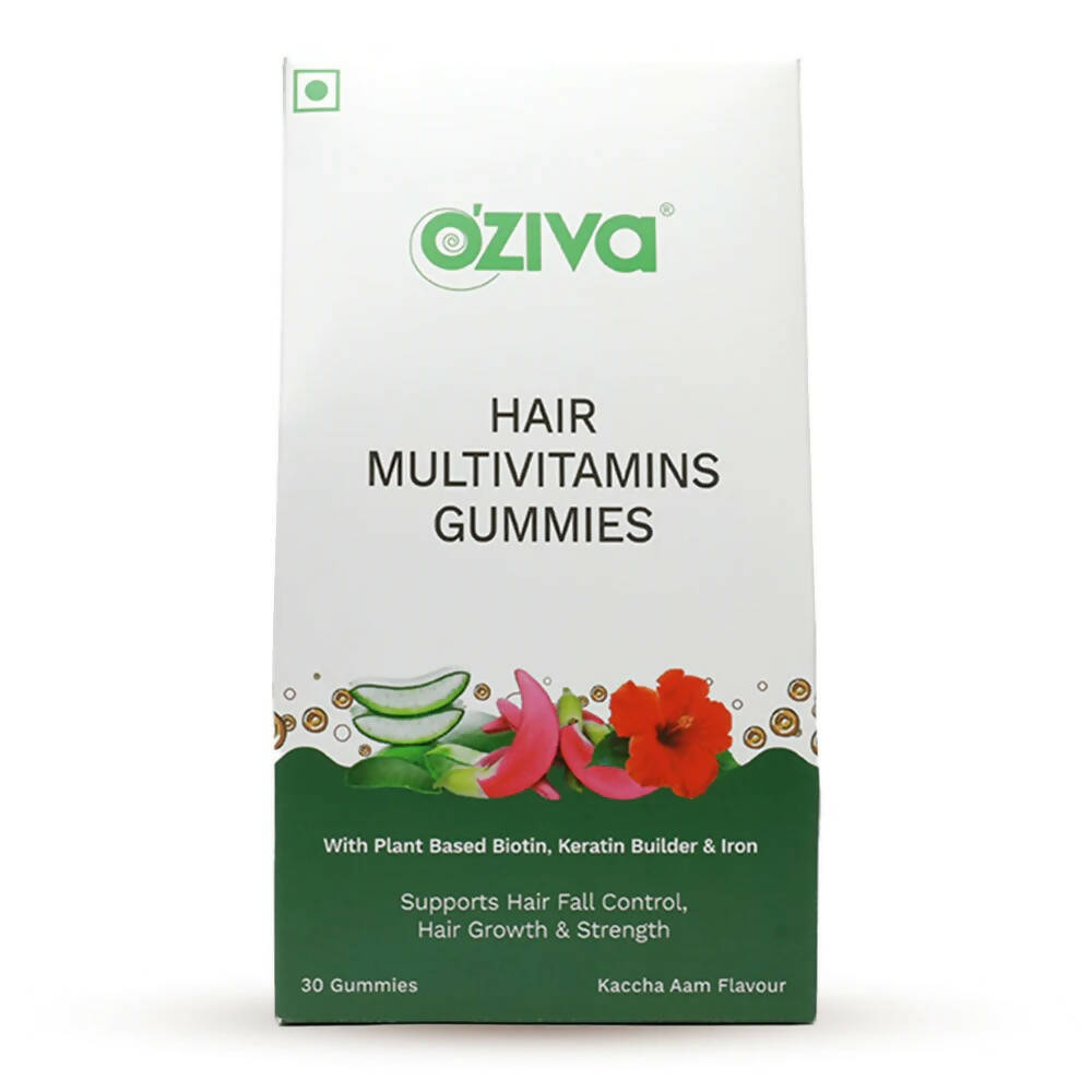 OZiva Biotin Hair Multivitamins Gummies-Kaccha Aam Flavor | Grocsy