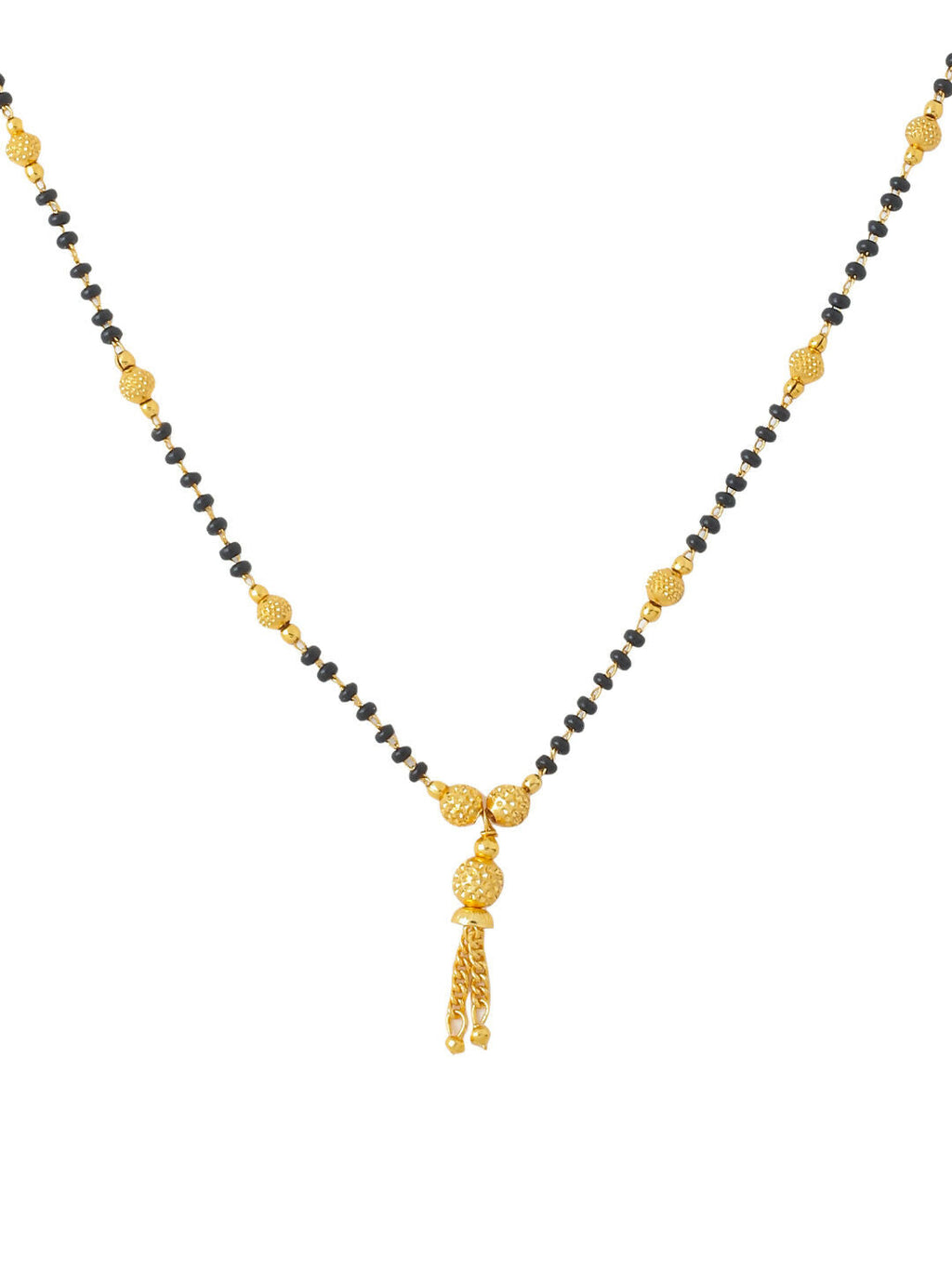 NVR Women's's Set of 2 Black Gold-Polished Beaded Mangalsutra With Ad Stone | Grocsy