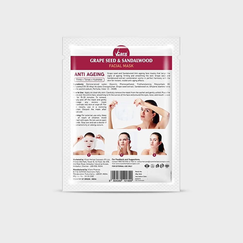 VCare Grapeseed and Sandalwood Facial Mask | Grocsy