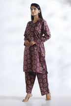 Breathables Wine Butta Print Cotton Kurta & Pants Set | Grocsy