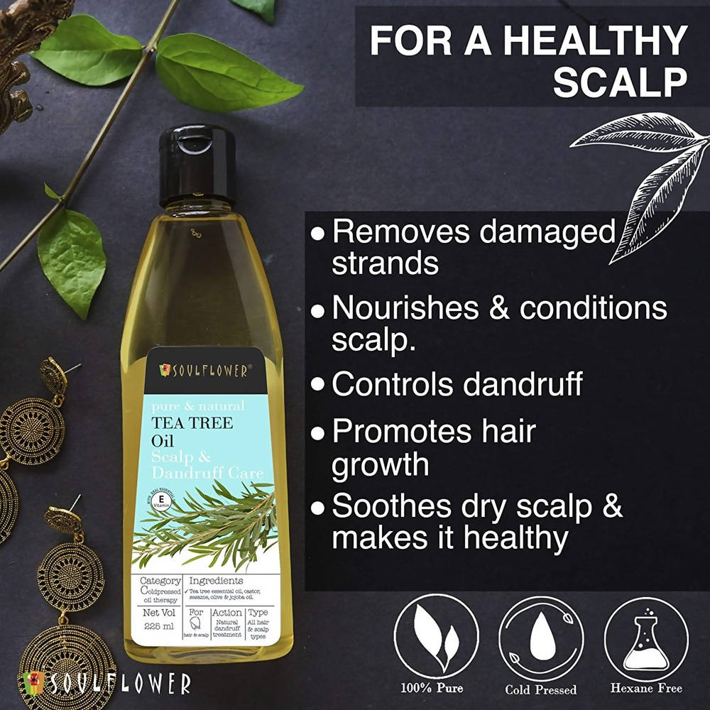 Soulflower Pure & Natural Tea Tree Oil Scalp & Dandruff Care | Grocsy