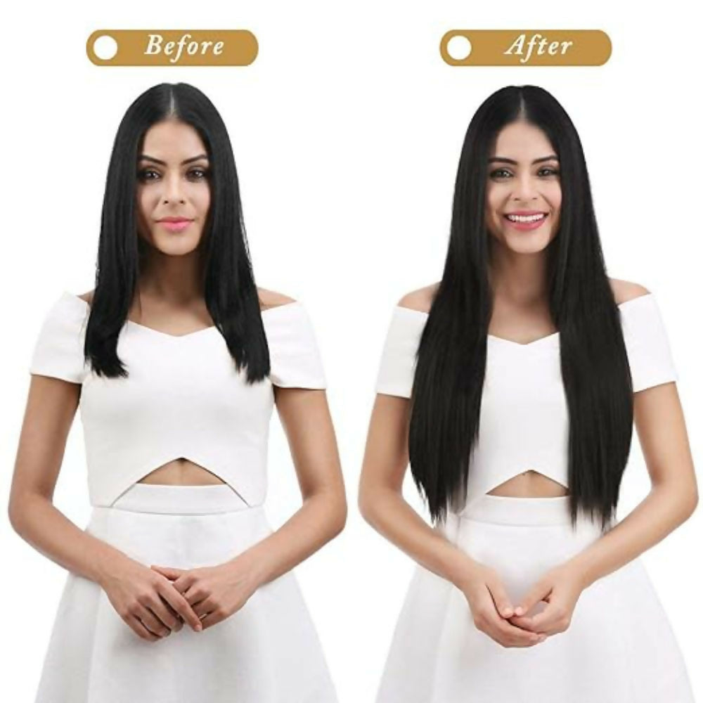 Bronson Professional 24 Clip-In Hair Extensions Dark Brown Straight Hair - Volume - 2 | Grocsy