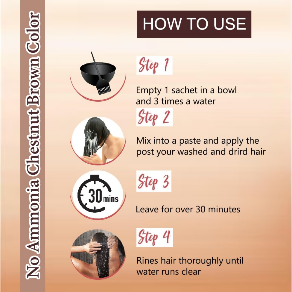 VedicAyurveda Henna Based Hair Colour, Natural brown and Chestnut Brown | Grocsy