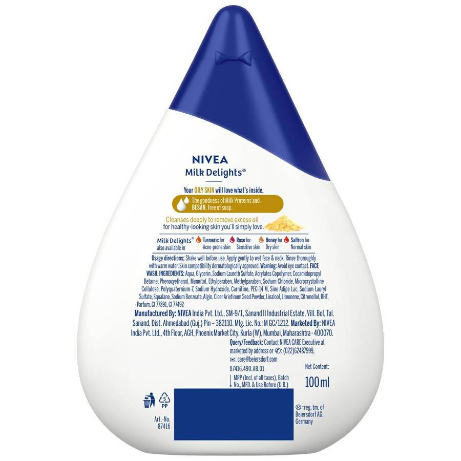 Nivea Milk Delights Face Wash - Besan (Gram Flour) | Grocsy