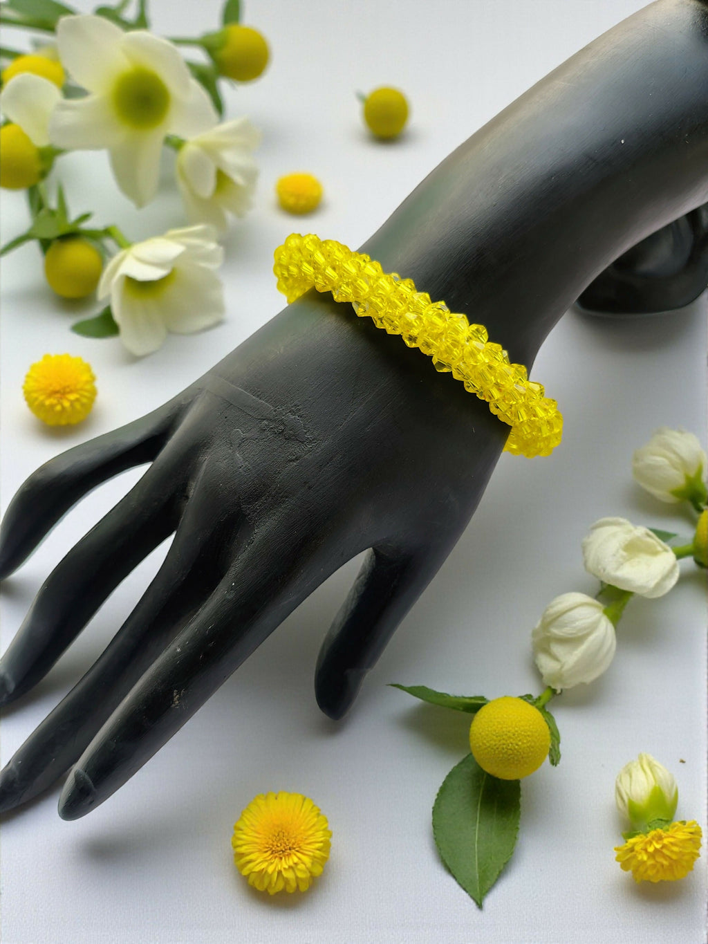 Inhanns Unisex Crystal Bloom – Adjustable Crystal Bead Bracelets - Lemon Yellow | Grocsy