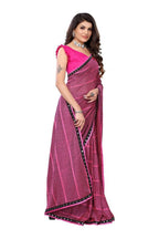 Vamika Pink Lycra Knitted Saree | Grocsy