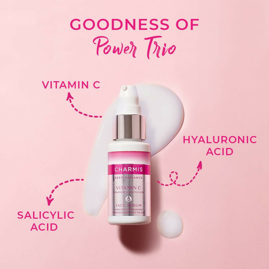 Charmis Deep Radiance Vitamin C Face Serum With Hyaluronic Acid and Salicylic Acid | Grocsy