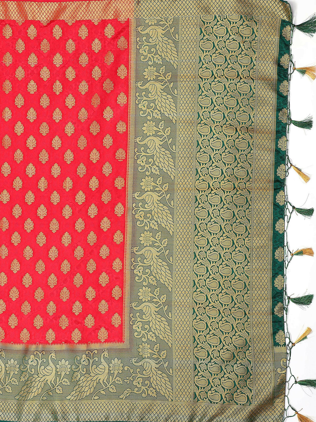 Mimosa Women's Red Kanchipuram Art Silk Saree | Grocsy