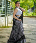 DEIANA'S Beautiful Designer Golden zari Soft Lichi Silk Saree - Black | Grocsy