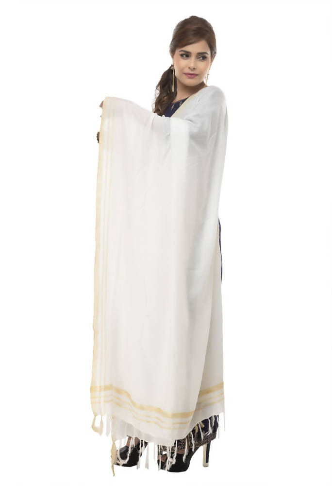 Mominos Fashion Moeza Slub Cotton White Dupatta | Grocsy