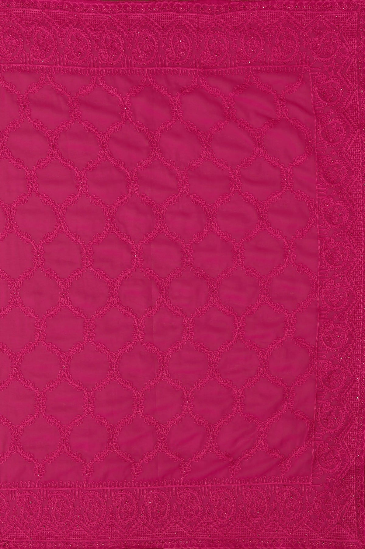 Pink Georgette Embroidered and Stone Work Saree with Unstitched Blouse Piece - Roozal | Grocsy