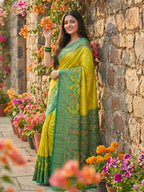 Anaita Olive Pochampally Printed Saree With Blouse | Grocsy
