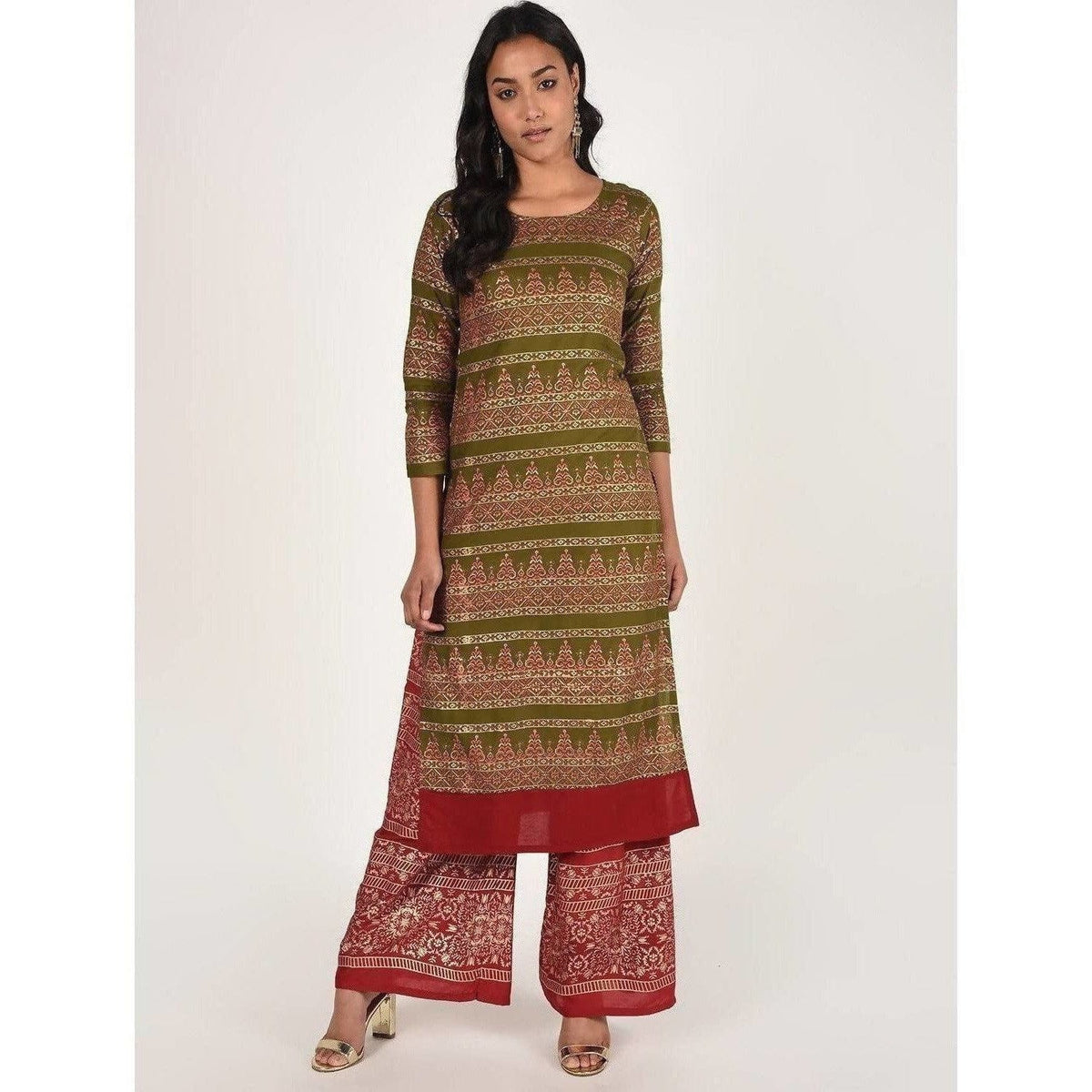 Cheera Women's Beautiful Gold Print Straight Kurta (CH068K) | Grocsy
