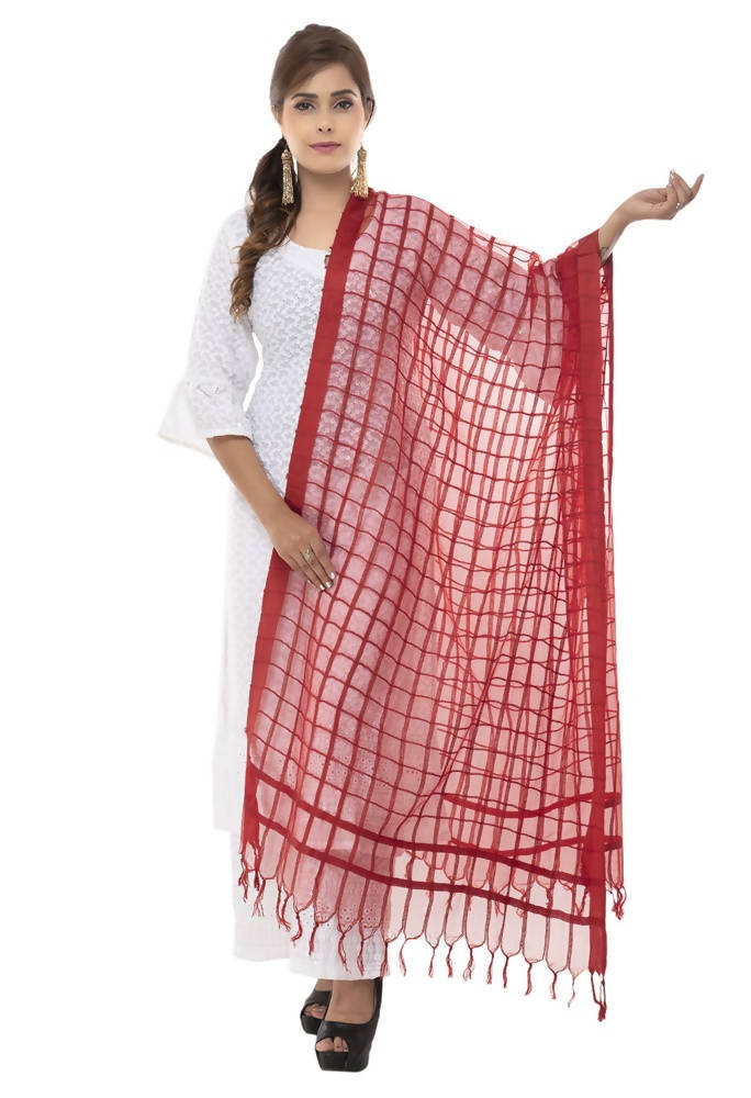 Mominos Fashion Red Cotton Square Dupatta | Grocsy