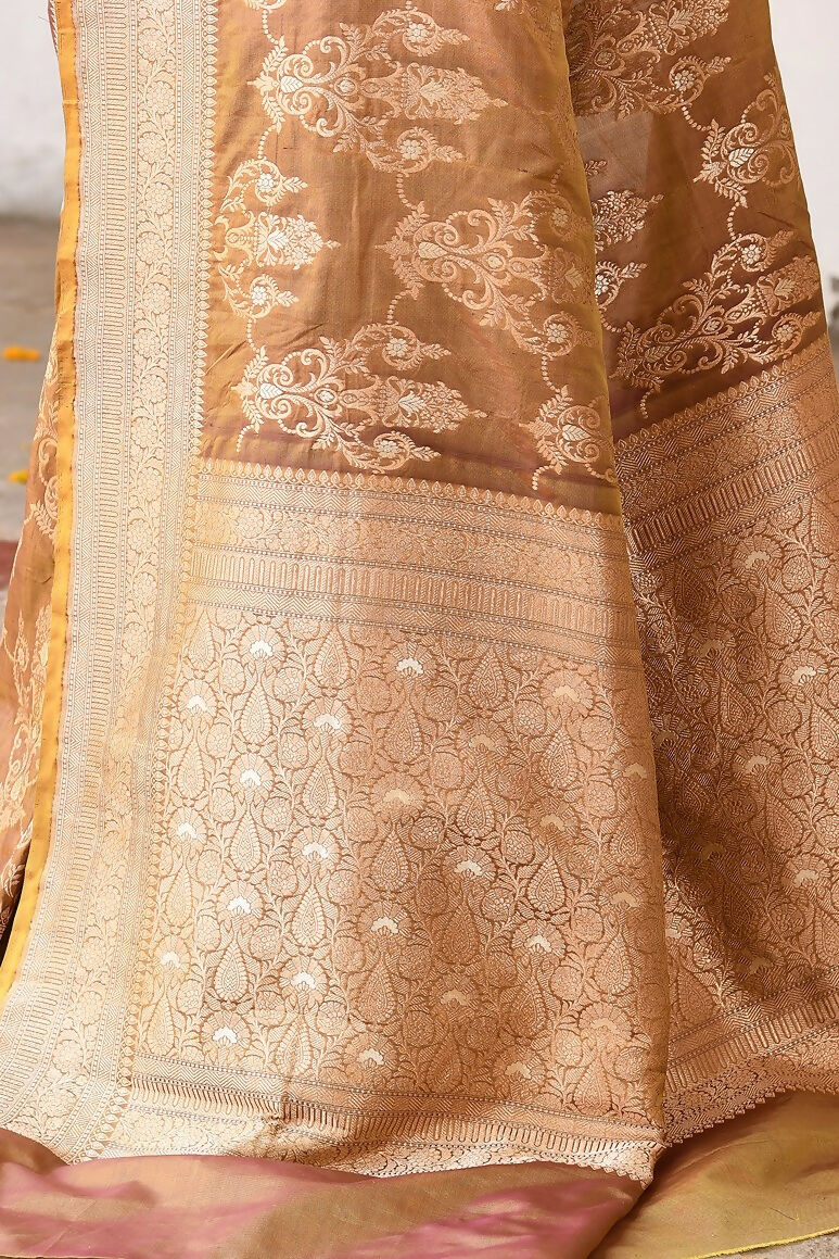 Joban Fashion Olive Pure Katan Pure Handloom Banarasi Silk Saree | Grocsy