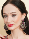 Maroon Silver Plated Earrings- Ruby Raang | Grocsy