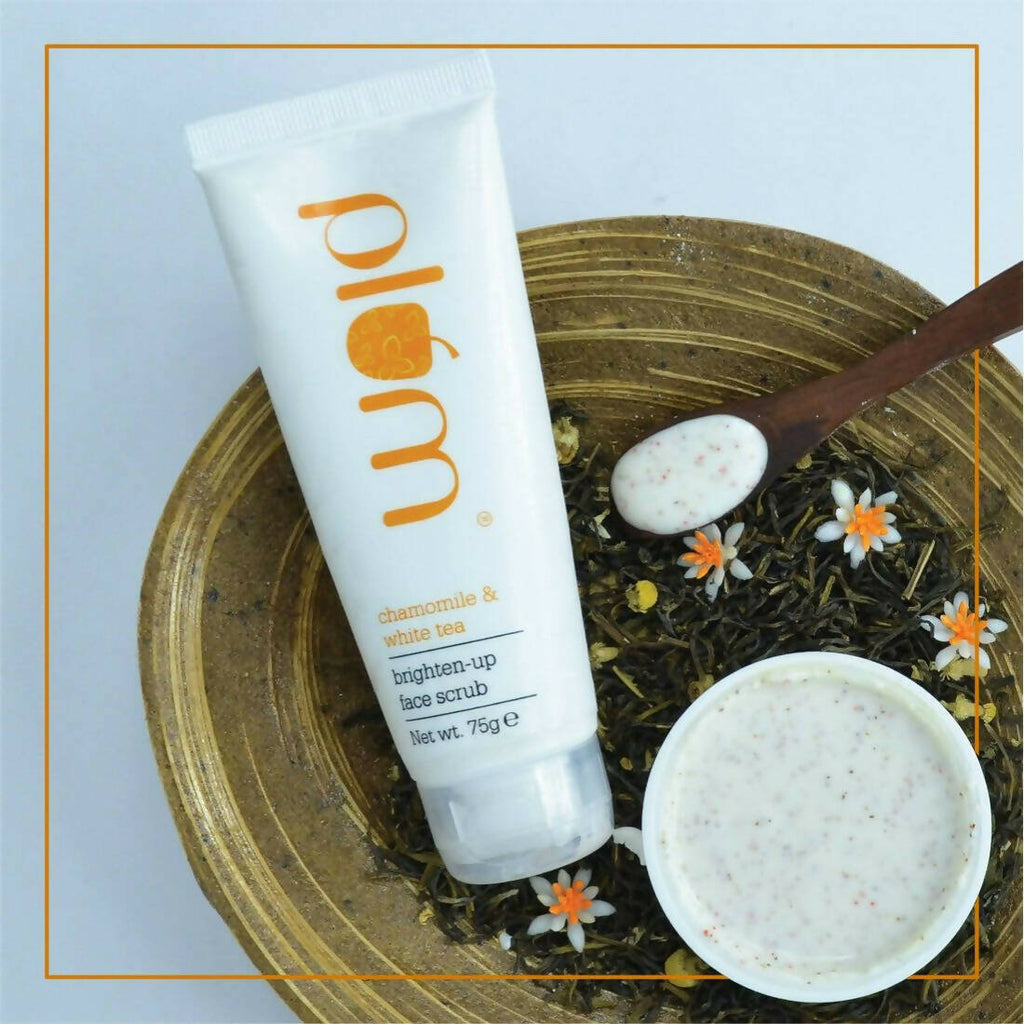 Plum Chamomile & White Tea Brighten-Up Face Scrub | Grocsy