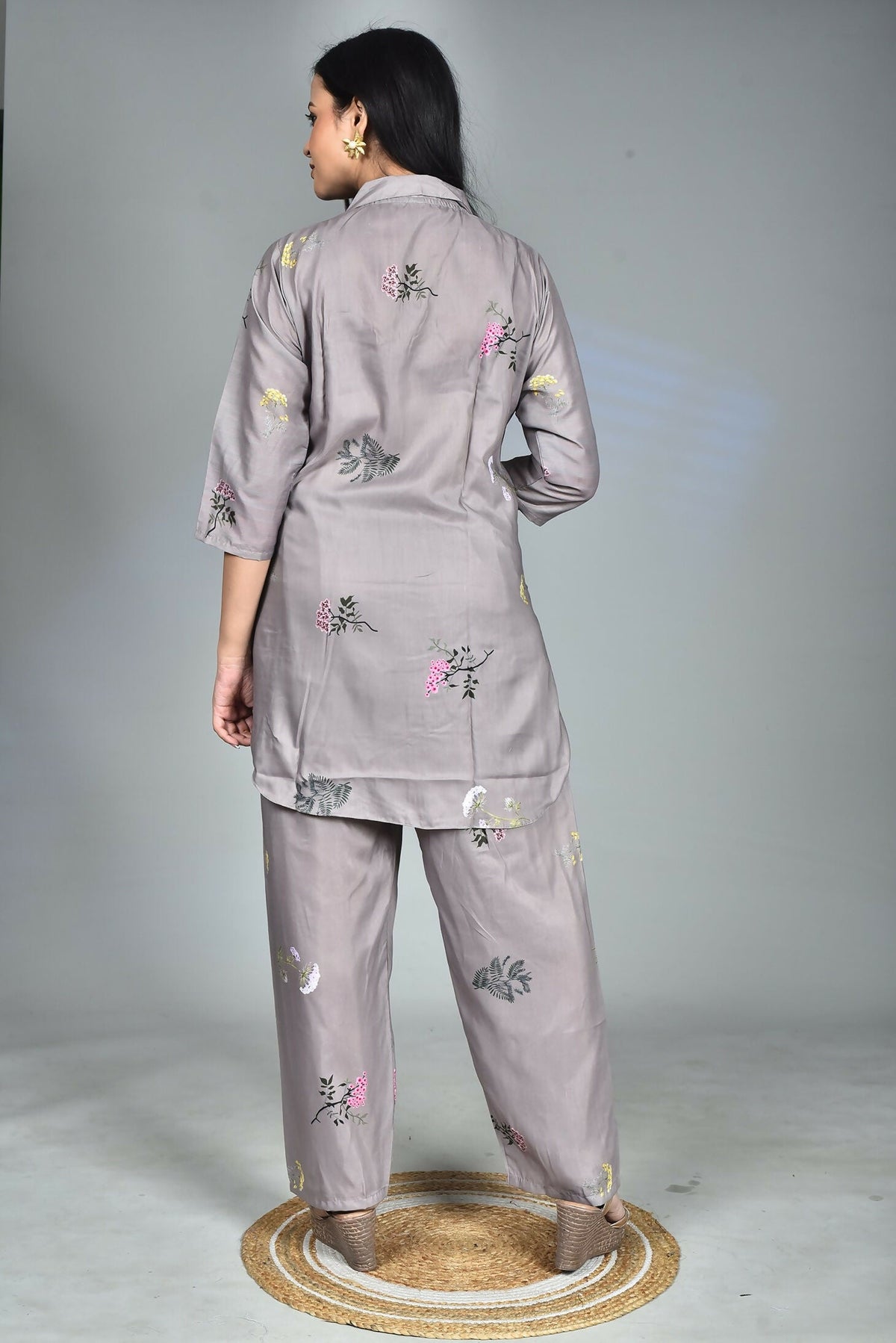 Morchari Digital Print Semi Muslin Co-Ord Set Top & Trouser-Multicolor | Grocsy