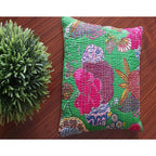 The Decor Nook Parrot Green Base With Multicolour Flowers Print Cushion Cover | Grocsy