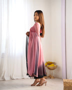 Lorenvalley Women Pure Soft Faux Georgette Colorful Padding Anarkali Kurta Pant With Dupatta Set - Onionpink | Grocsy