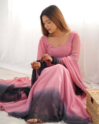 Evanik Onion Pink Pure Soft Georgette Colorful Padding Anarkali Suit | Grocsy