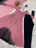 Evanik Onion Pink Pure Soft Georgette Colorful Padding Anarkali Suit | Grocsy