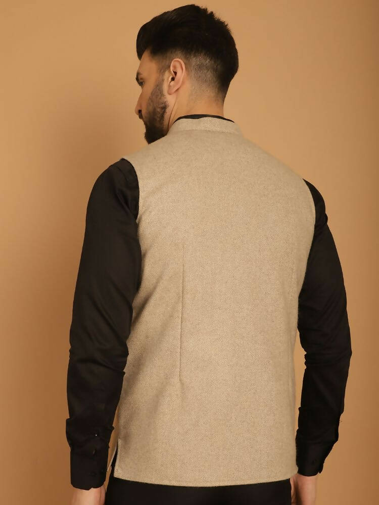 Even Apparels Pure Wool Nehru Jacket - Off White | Grocsy