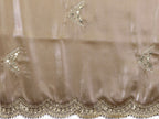 Vastranavya Beige Embroidery Work Shimmer Chiffon Saree with Unstitched Blouse | Grocsy