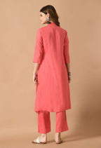 Joban Fashion Coral Cotton Rayon Kurta Set | Grocsy