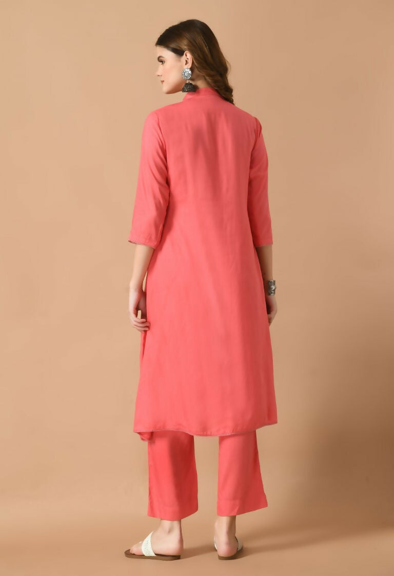 Joban Fashion Coral Cotton Rayon Kurta Set | Grocsy