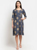 Rudra Bazaar Gold Boota Printed Grey Kurti | Grocsy
