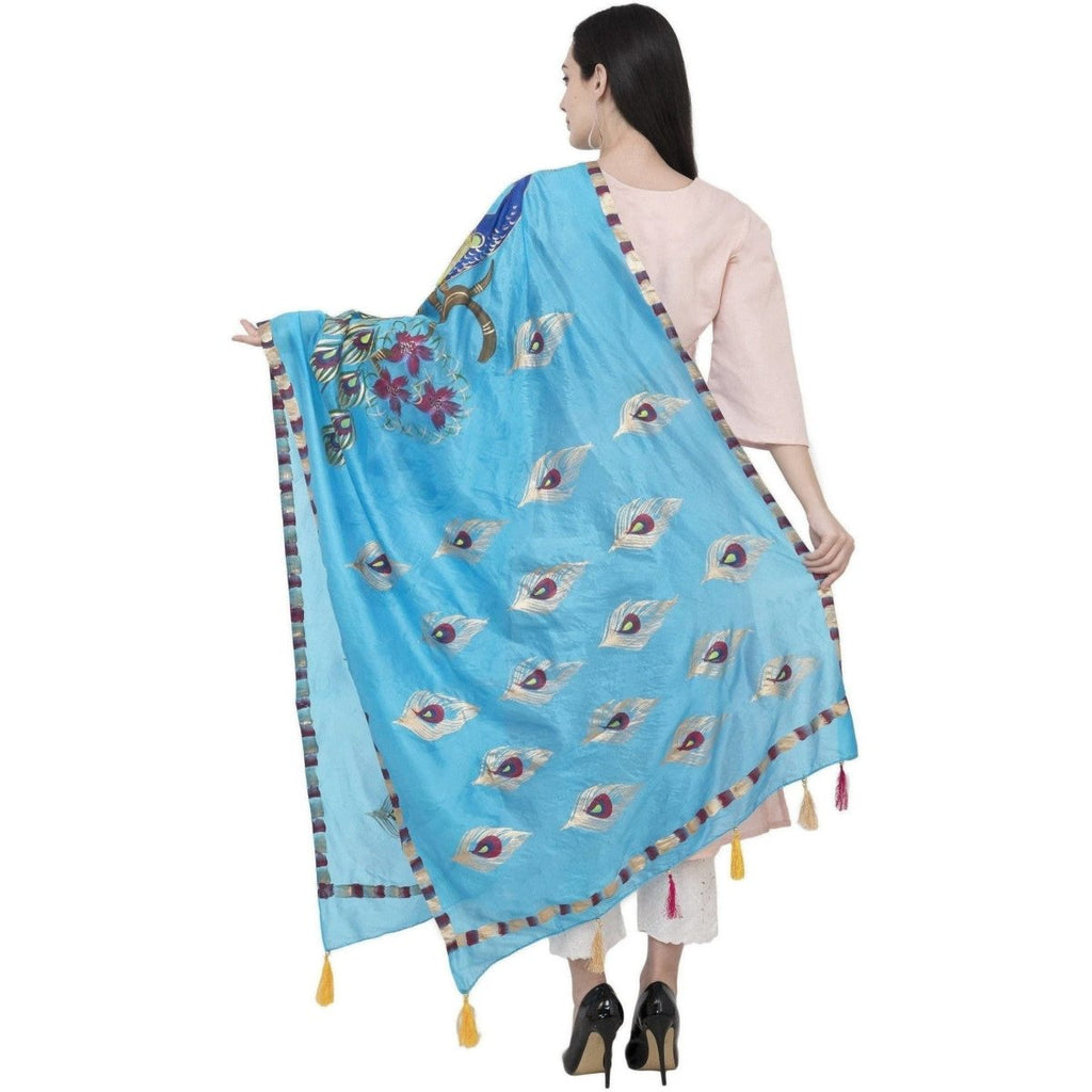 A R Silk Silk Peacock Multi Fancy Dupatta Color Firozi Dupatta or Chunni | Grocsy