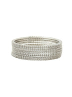 NVR Women Set of 8 American Diamond Silver Plated Bangles