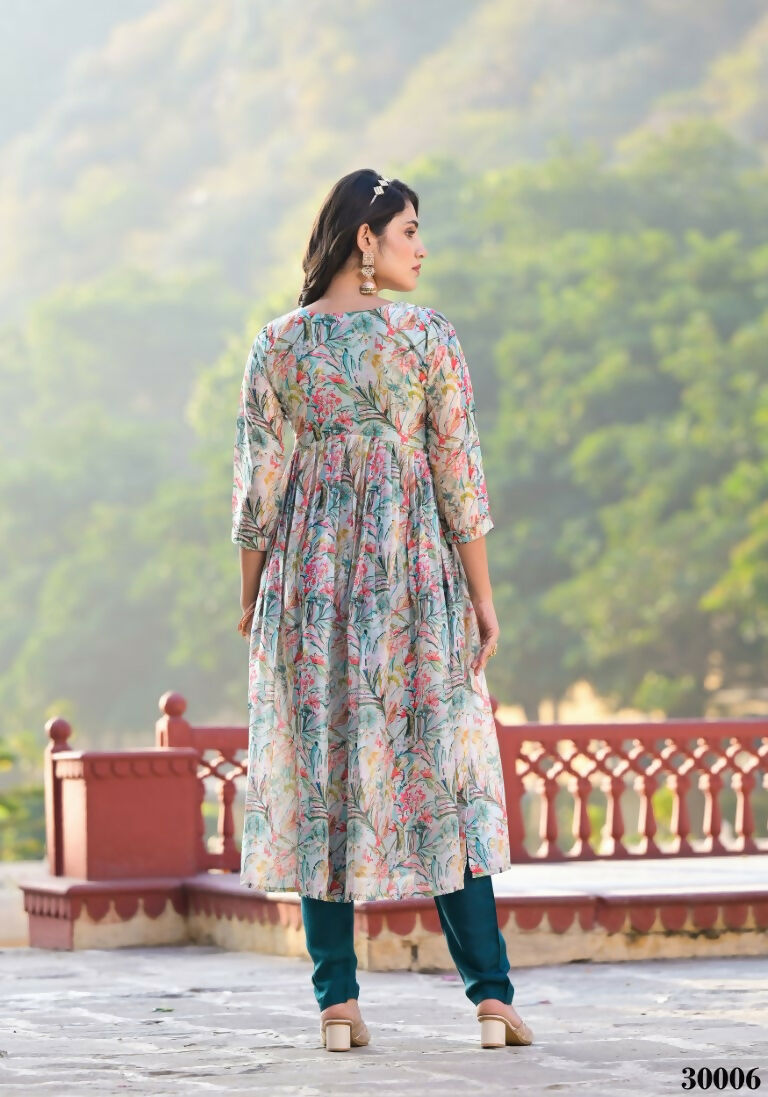 Designer Stylish Multi Slim Georgette Stitched Suit With Dupatta - Kiyara | Grocsy