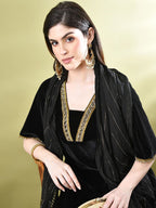 Sangria Embellished A-Line Kurta & Dhoti Pant With Dupatta | Grocsy