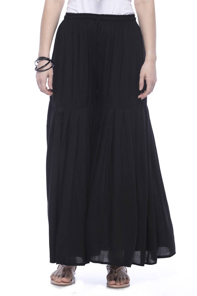 Mominos Fashion Cotton Black Palazzo For Girls | Grocsy