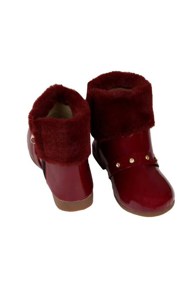 Tiny Bugs Girls Anckle Lenght Boots -Maroon | Grocsy