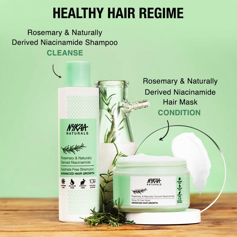 Nykaa Naturals Rosemary & Naturally Derived Niacinamide Shampoo + Mask Hair Growth | Grocsy