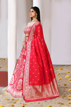 Joban Fashion Fuchsia Soft Pure Handloom Banarasi Silk Lehenga | Grocsy