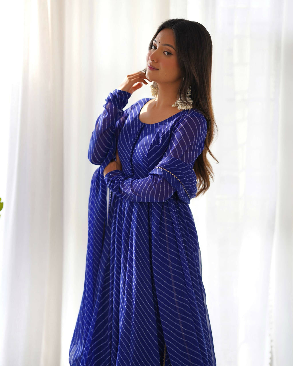 Lehenga Mart Designer Anarkali Suit With Kurta, Pant, Dupatta For Women-Royal Blue | Grocsy