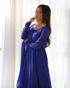 Lehenga Mart Designer Anarkali Suit With Kurta, Pant, Dupatta For Women-Royal Blue | Grocsy