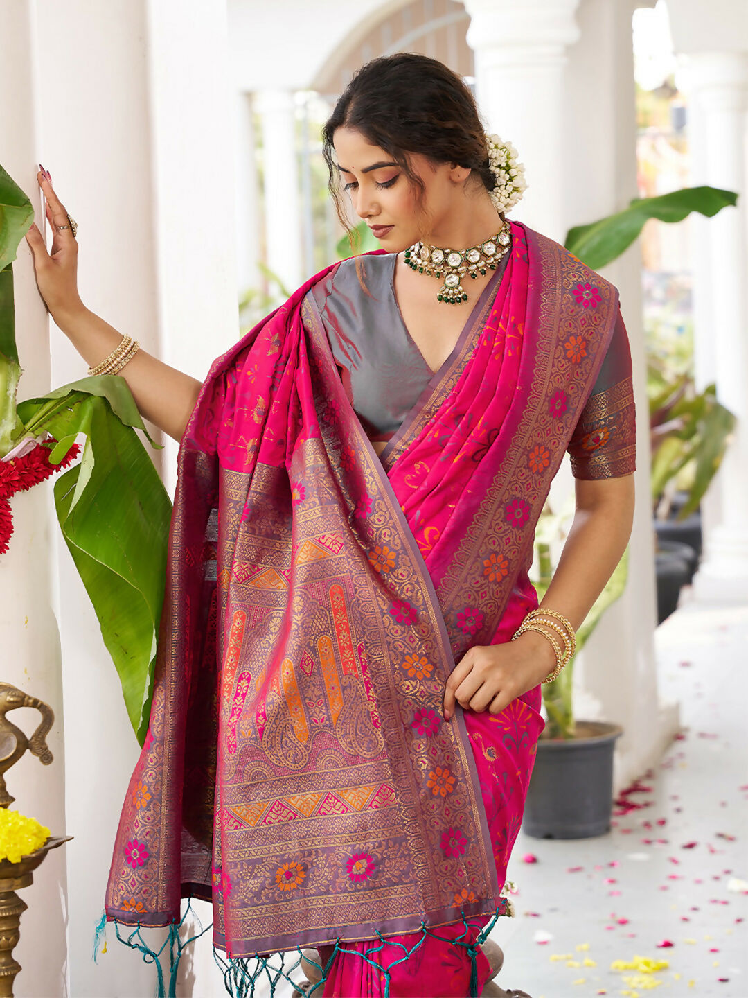 Shree Shyam Fashion Pink Soft Silk Saree | Grocsy