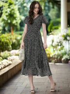 Souchii Black And White Floral Chiffon Maxi Dress For Women – Souchii | Grocsy